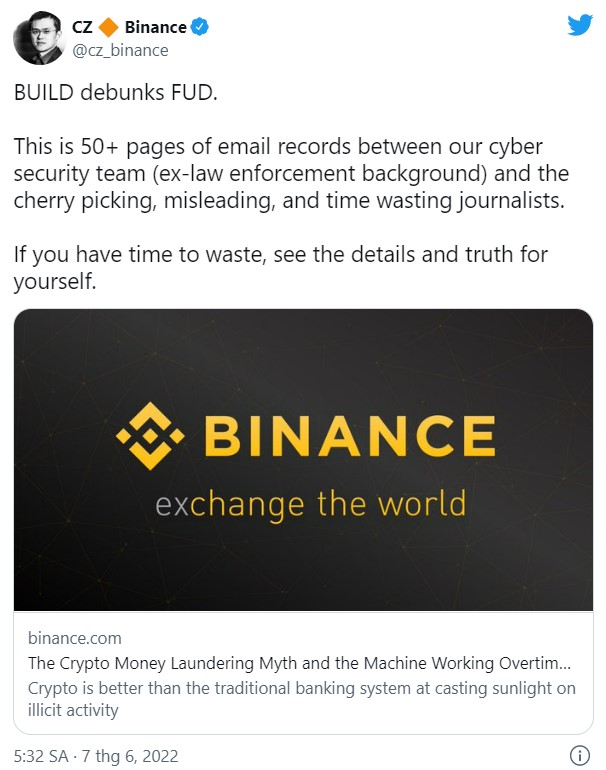 Binance đã đăng tải toàn bộ hơn 50 trang email về cuộc đối thoại giữa Giám đốc Truyền thông - Patrick Hillmann và các phóng viên của Reuters