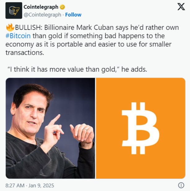 Mark Cuban Favors Bitcoin Over Gold: Here’s Why