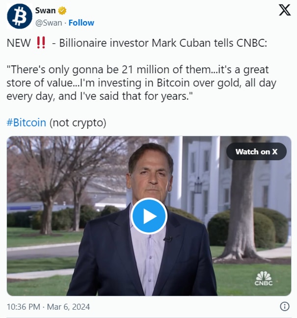 Mark Cuban Favors Bitcoin Over Gold: Here’s Why