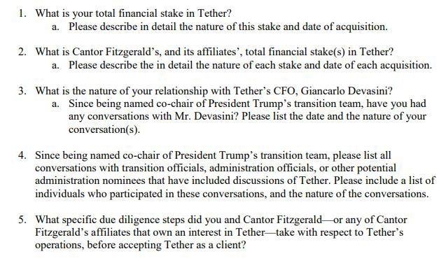 Tether (USDT) Scandal Explodes: Warren Fights to Block Trump’s⁤ Commerce Nominee Lutnick