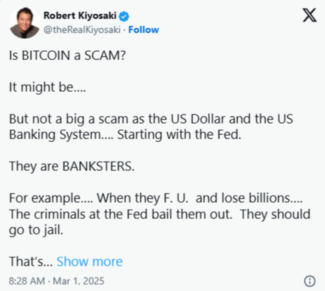 Robert ‍Kiyosaki: Bitcoin Could Be a Scam, But…