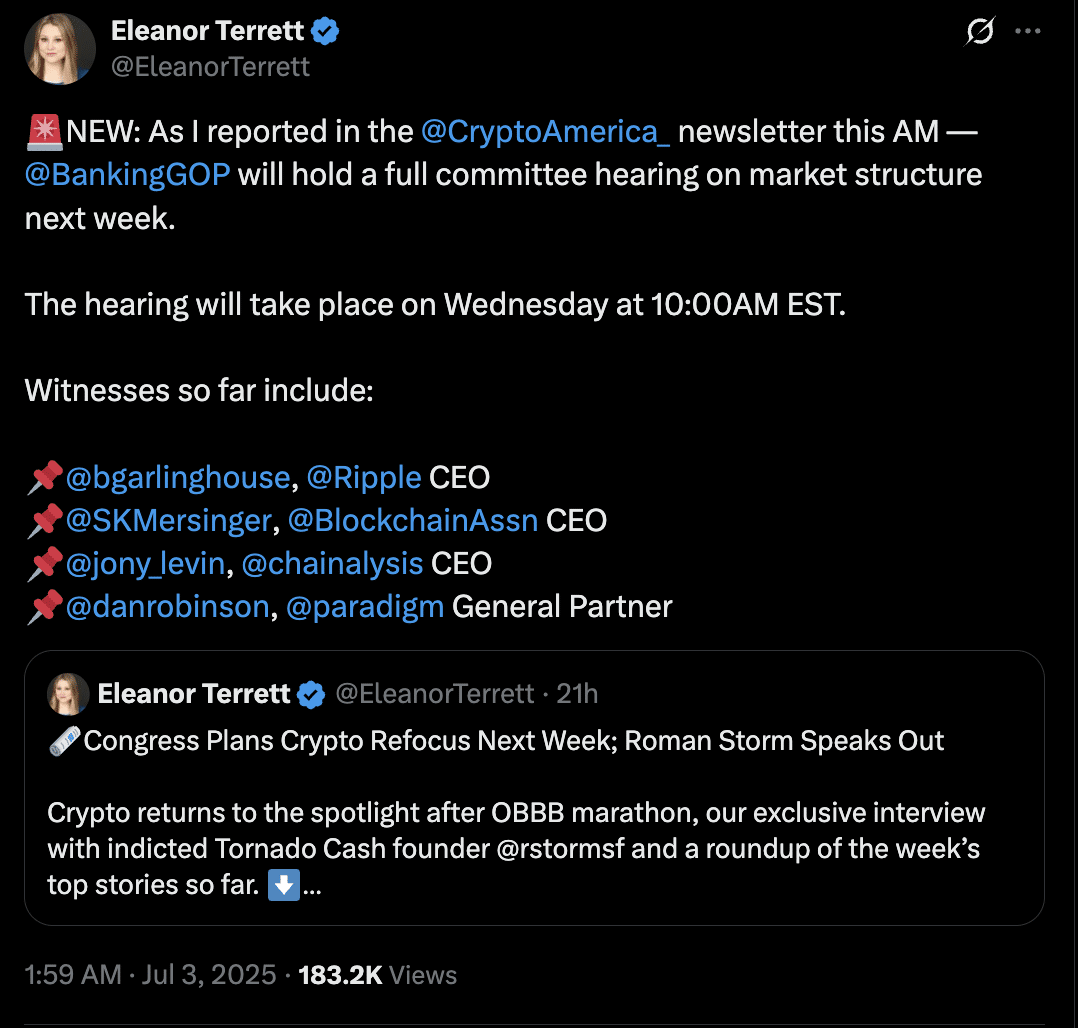 Crypto market rules ⁢hearing