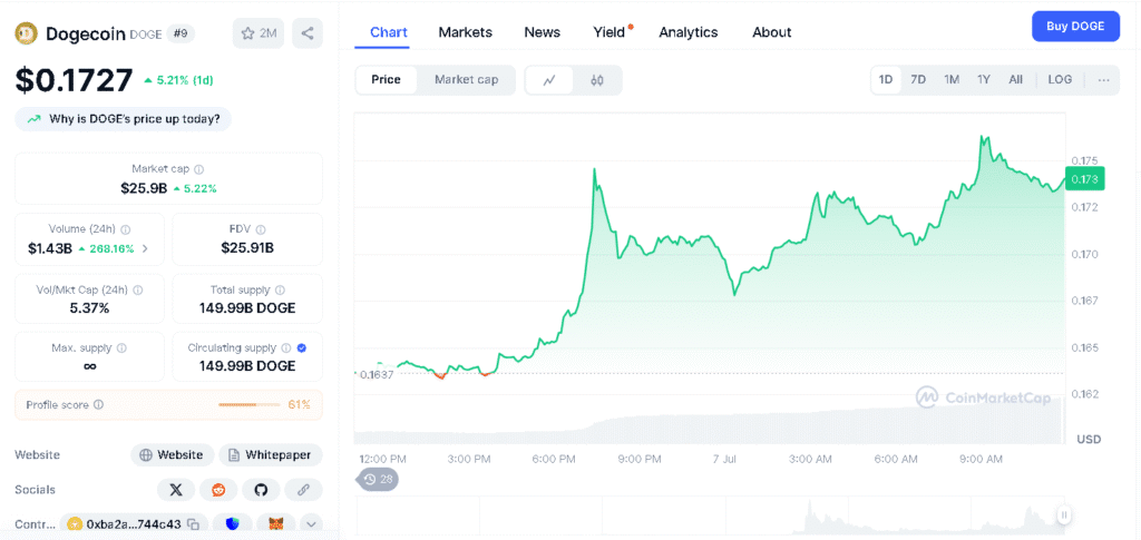 Dogecoin Price Today